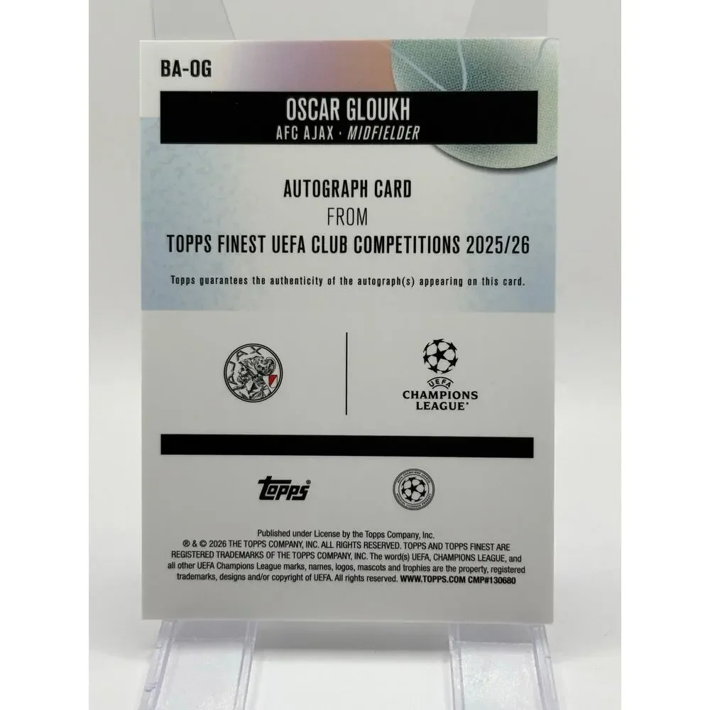 2026 Topps Finest UEFA Club Competitions Oscar Gloukh Refractor Auto AFC Ajax